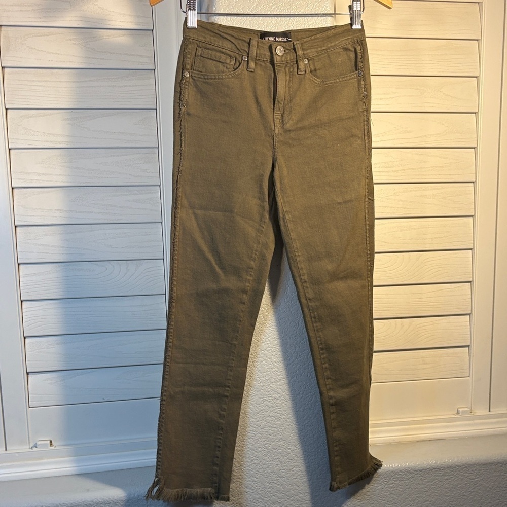 Etienne Marcel dark green jeans with frayed cuff detail- BNWT